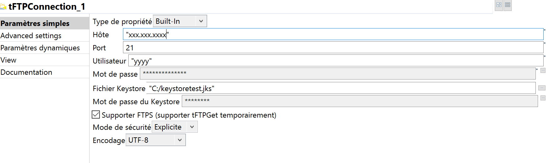 tFTPConnection FTPS talend